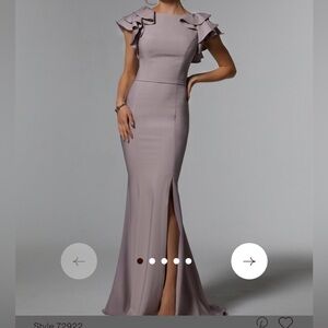 Elegant Lavender Ruffle Sleeve Dress